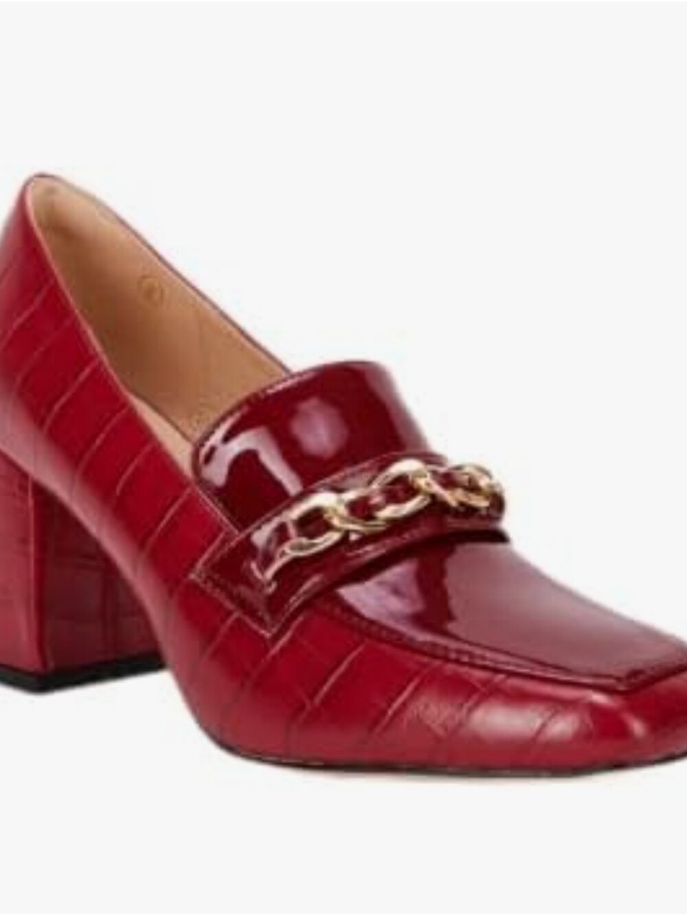 🆕LUXE DEEP RED CROC-EMBOSSED WITH PATENT VAMP